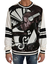 Dolce & Gabbana White Jazz Sequined Guitar Pullover Top Sweater -   -  Dolce & Gabbana.